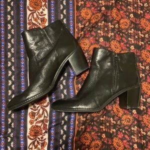 Black leather ankle boots